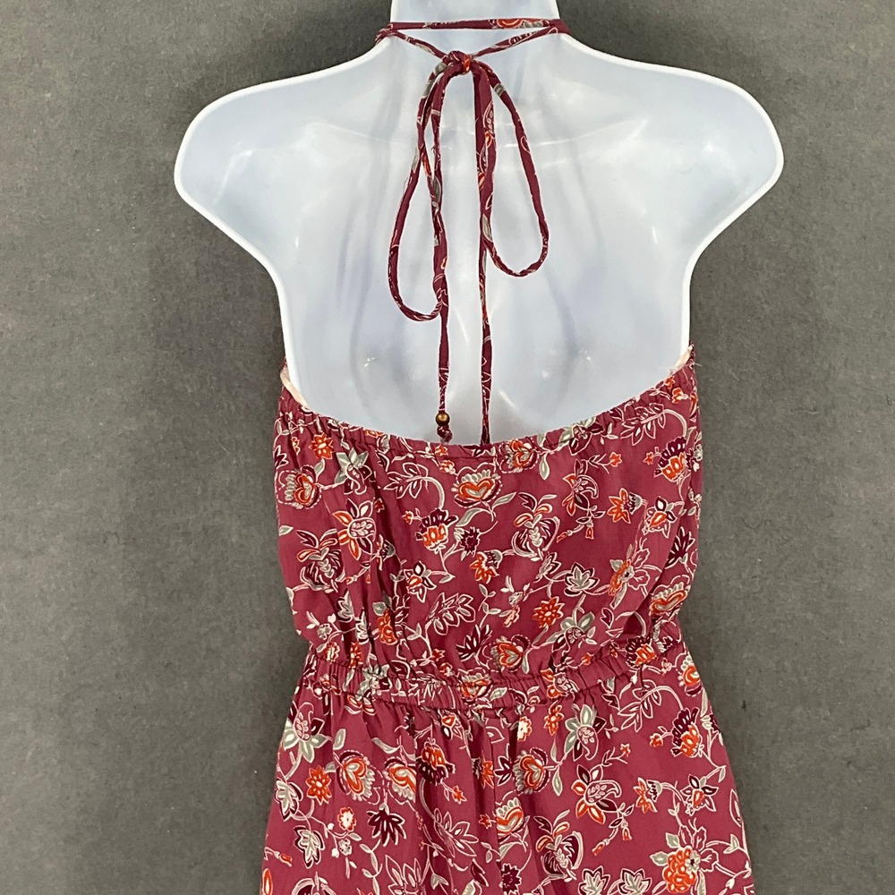 Angie‎ Floral Halter Romper Sz M Maroon Orange Paisley Print Beach Festival - Picture 7 of 14